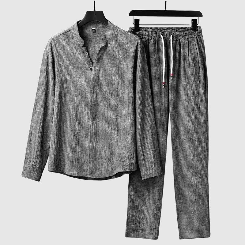 Men's long sleeve shirt and pants spring set