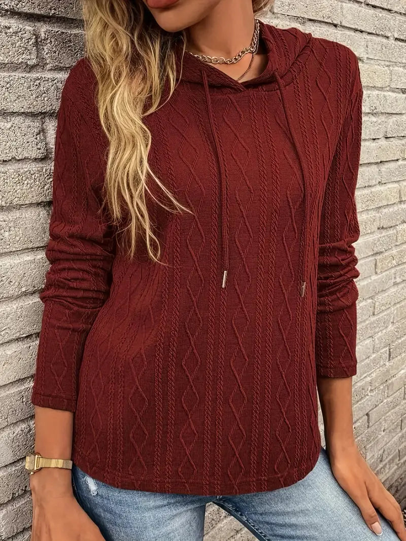 Women's cable-knit pullover hoodie