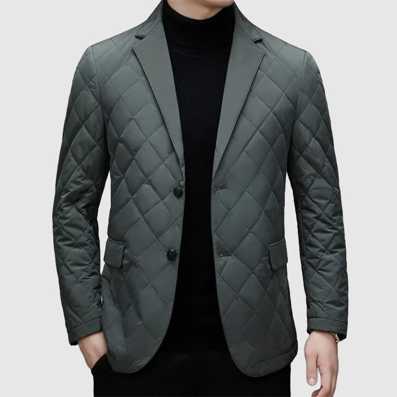 Men’s Quilted Blazer - Tailored Fit - Notched Lapel - Button Closure - Smart Casual