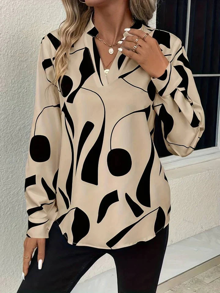 Women's abstract print blouse for modern sophistication