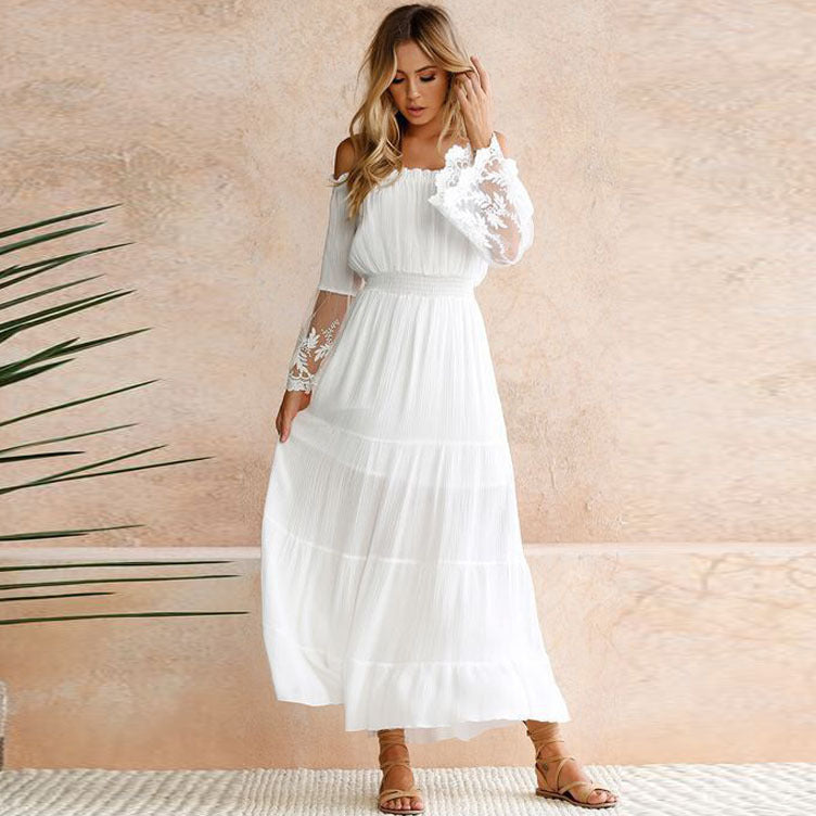 Ofelia - white boho lace beach maxi long dress