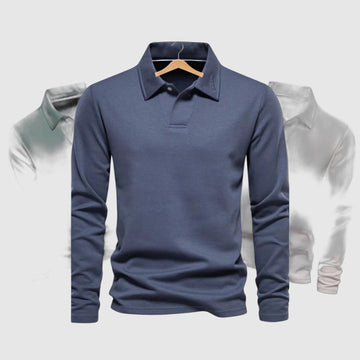 Men's long-sleeve casual polo shirt