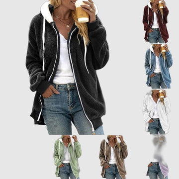 Women's sherpa-lined hoodie jacket