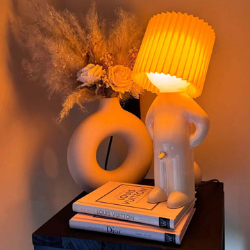 Glazed Ceramic Pleated Shade Table Lamp
