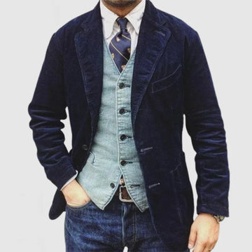 Men's vintage style casual jacket with lapel collar