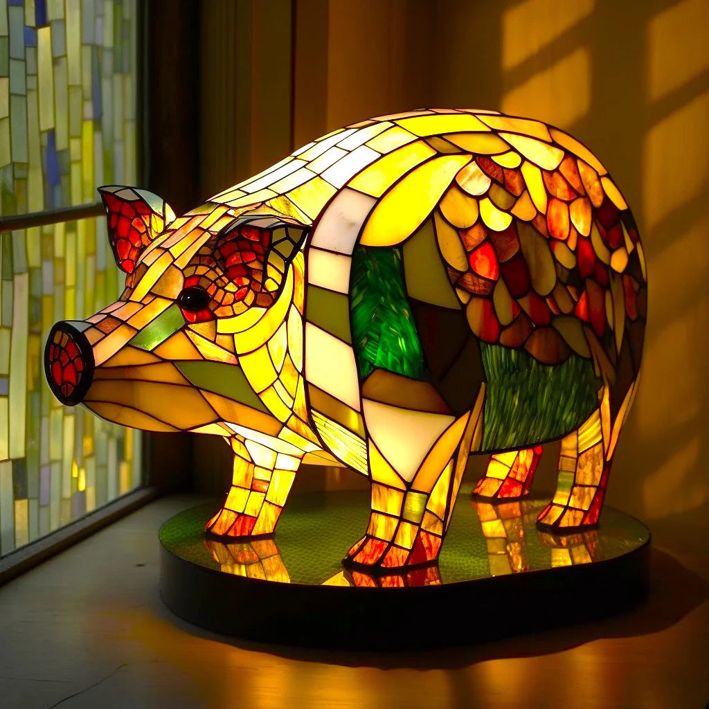 Tiffany-Style Stained Glass Elephant Table Lamp