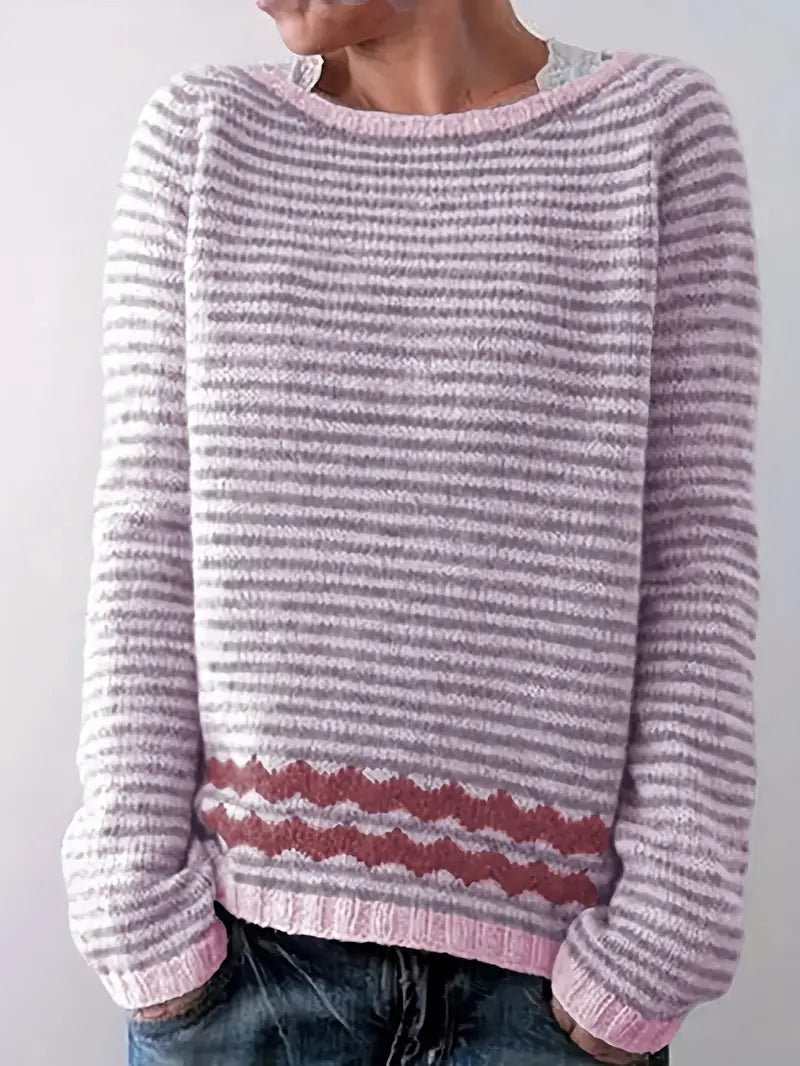 Women's casual sweater with subtle stripes