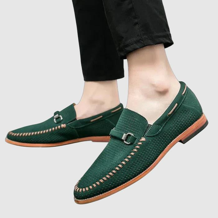 Men's comfortable casual loafers with buckle detail