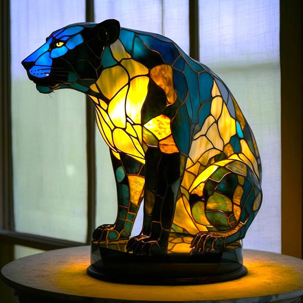 Tiffany-Style Stained Glass Elephant Table Lamp