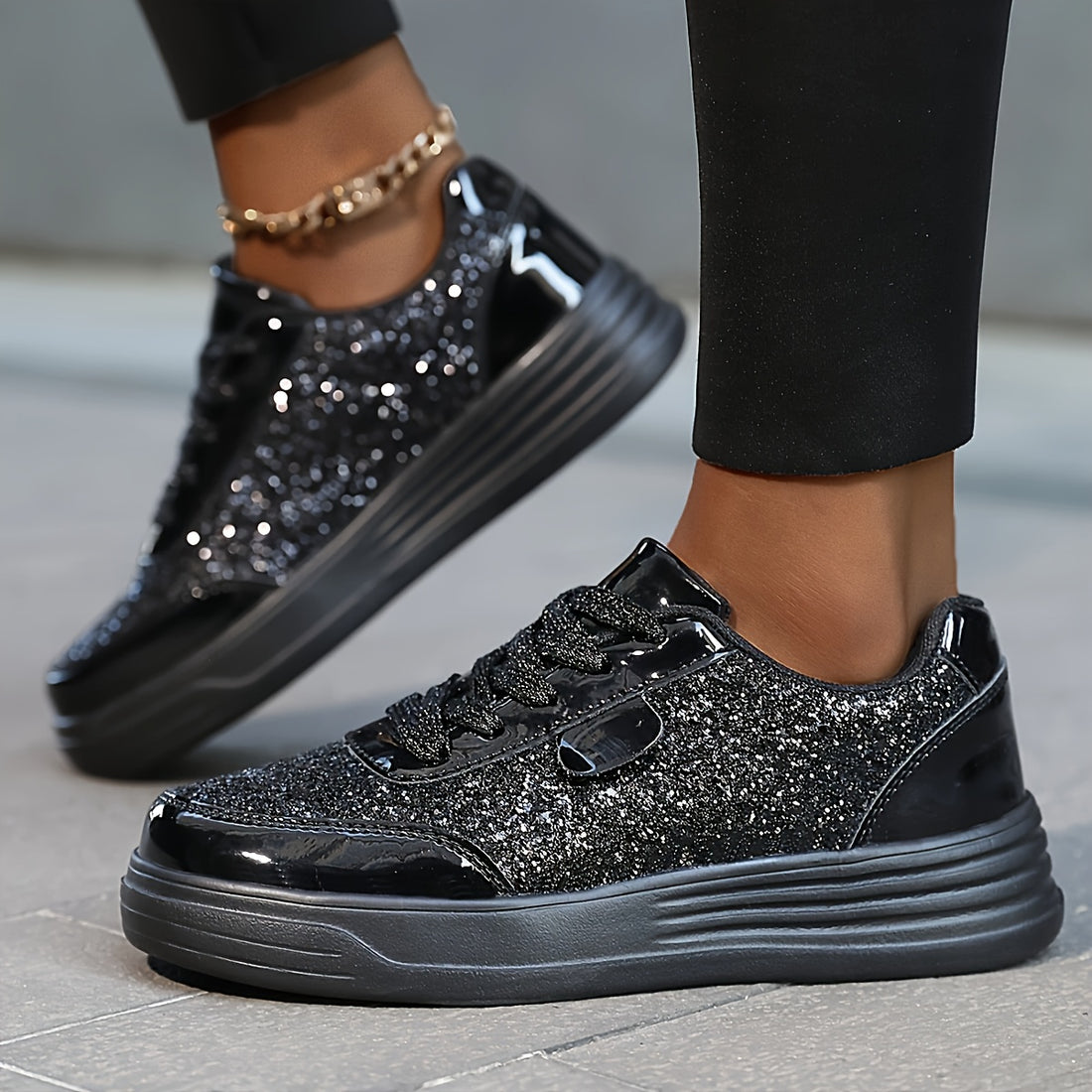 Sparkling glitter sneakers for women