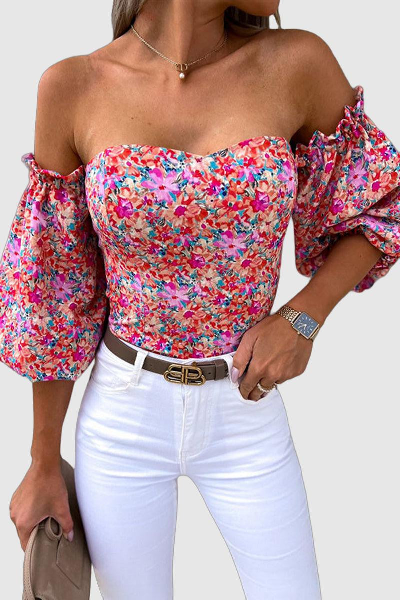 Rosalie - printed off the shoulder crop top