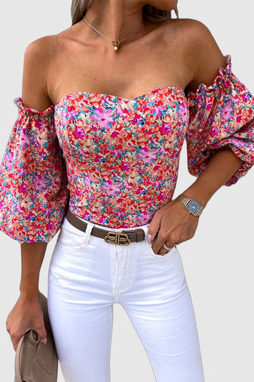 Rosalie - printed off the shoulder crop top