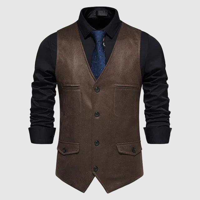 Men’s Knitted Vest – Vintage Cable Knit – Button Up – Soft & Breathable Layering Piece