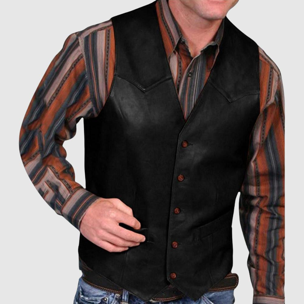 Men's retro punk faux fur slim fit vest