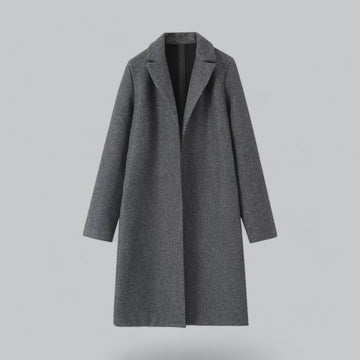 Women’s Long Overcoat - Wool Blend - Knee-Length - Notched Lapel Elegant Outerwear