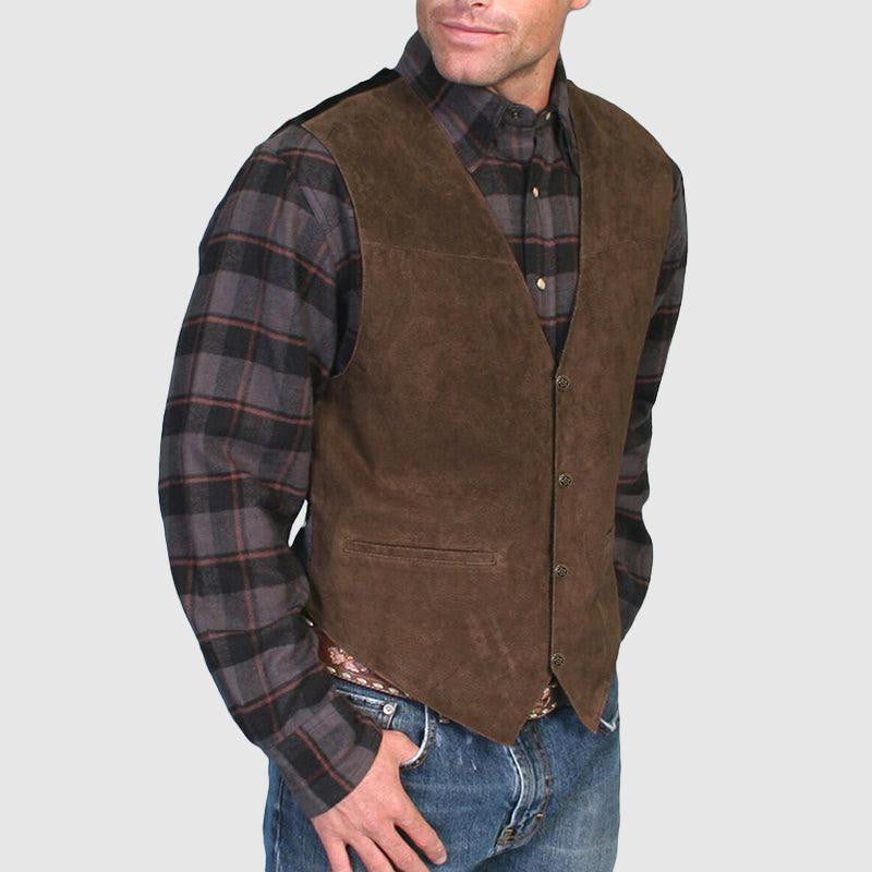 Men's western-style vest with contrast stitching