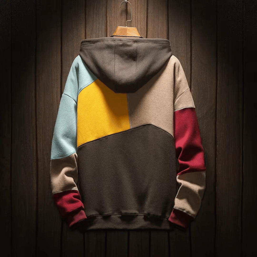 Casual hooded sweatshirt with color matching design for men