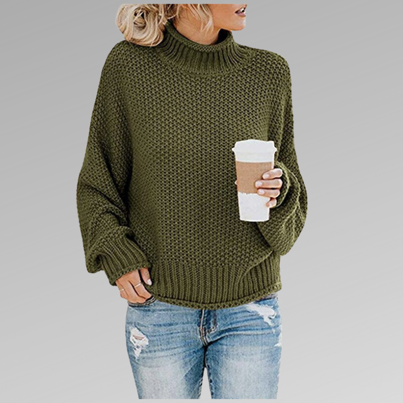 Women's cozy knit turtleneck sweater