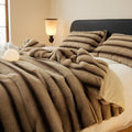 Faux Rabbit Fur Ruched Throw Blanket