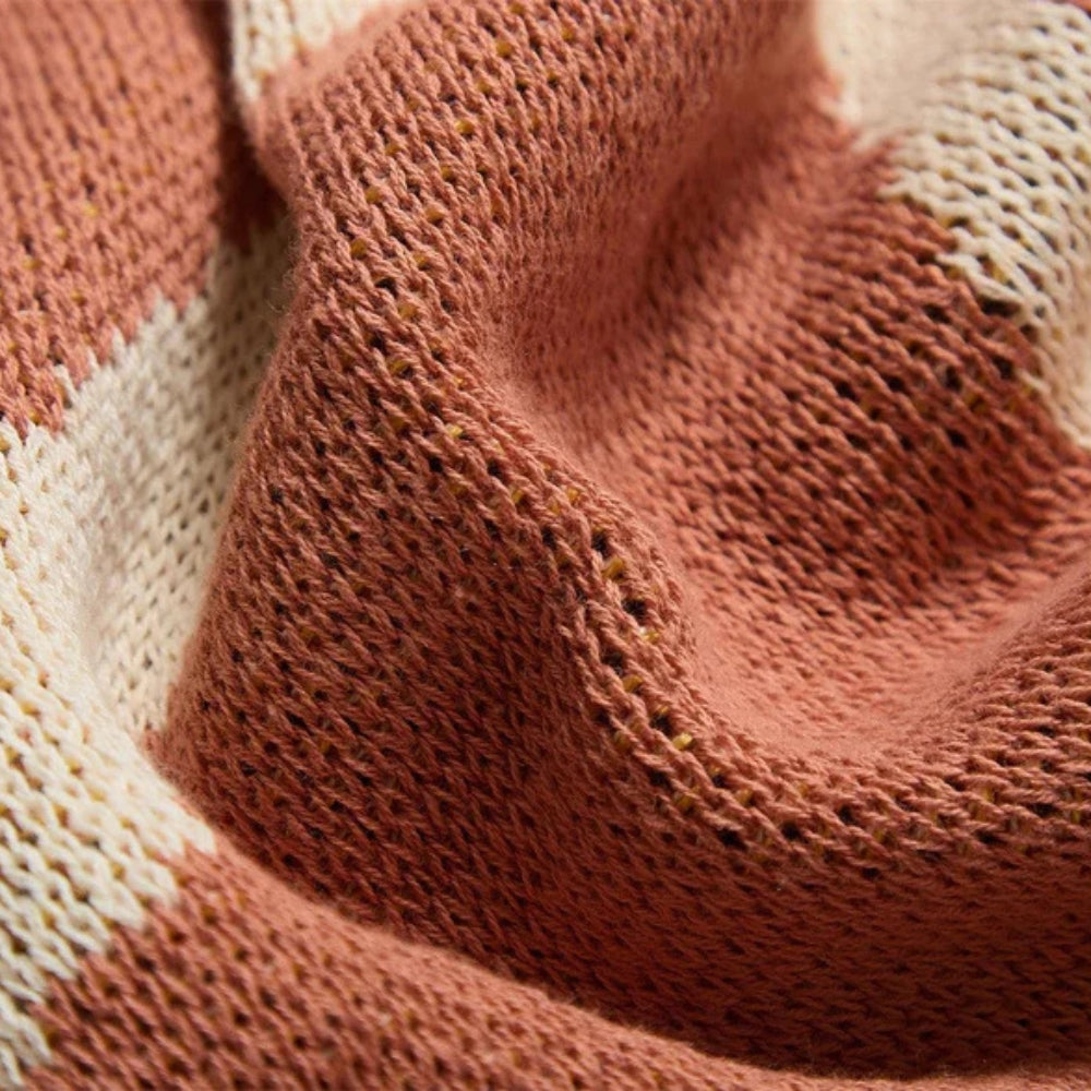 Knitted Jacquard Floral Throw Blanket