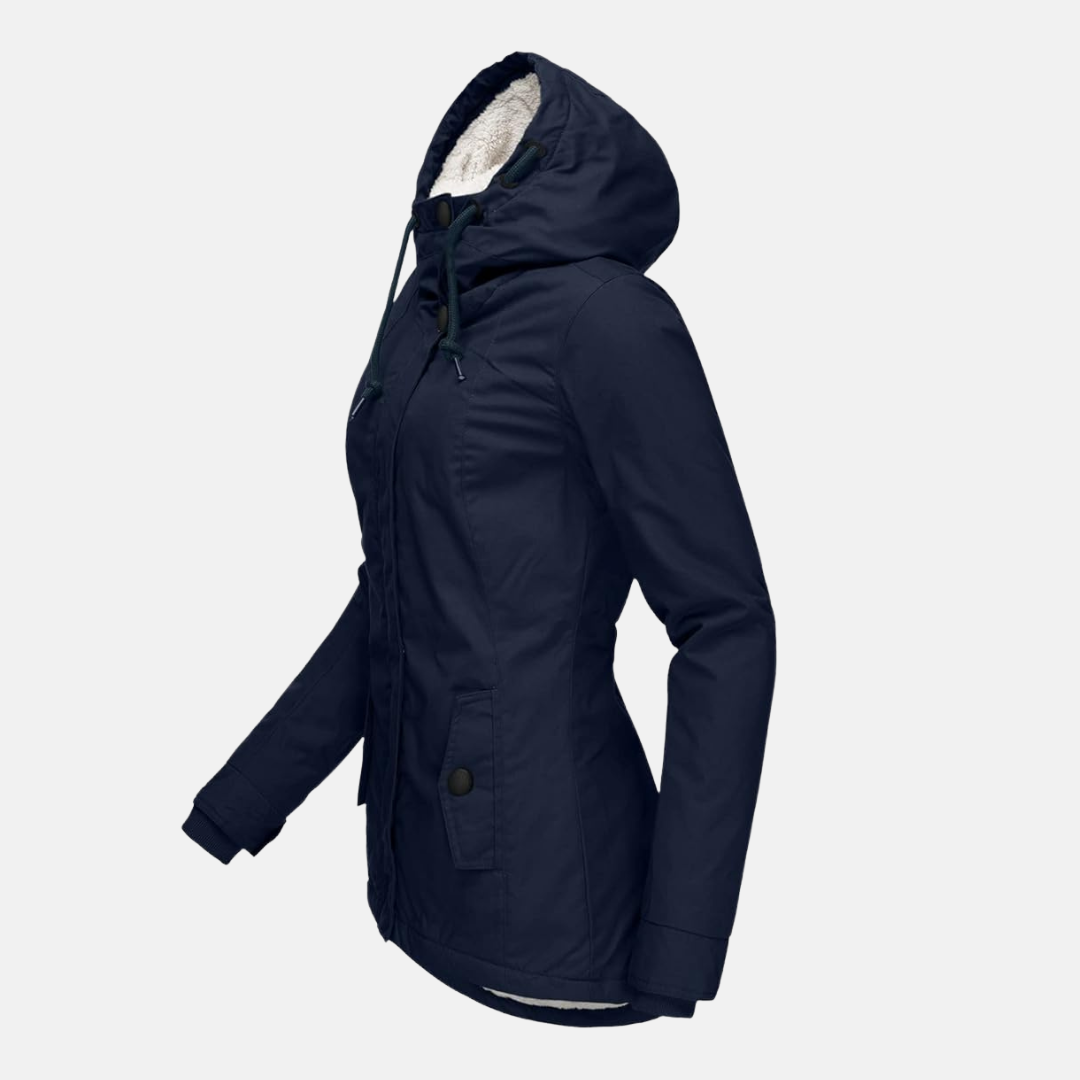 Lydia Hooded Parka | Fleece Lined Button Front Parka