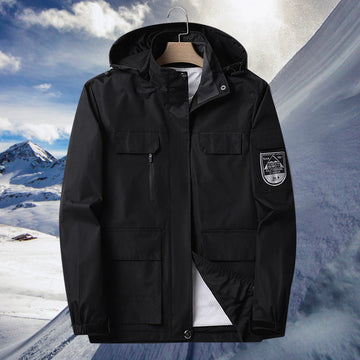 Men's hooded winter jacket with front pockets