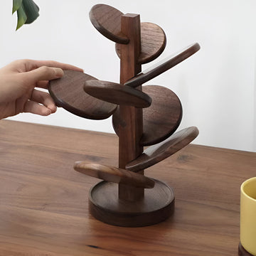 Walnut Wood Coaster Set With Stand