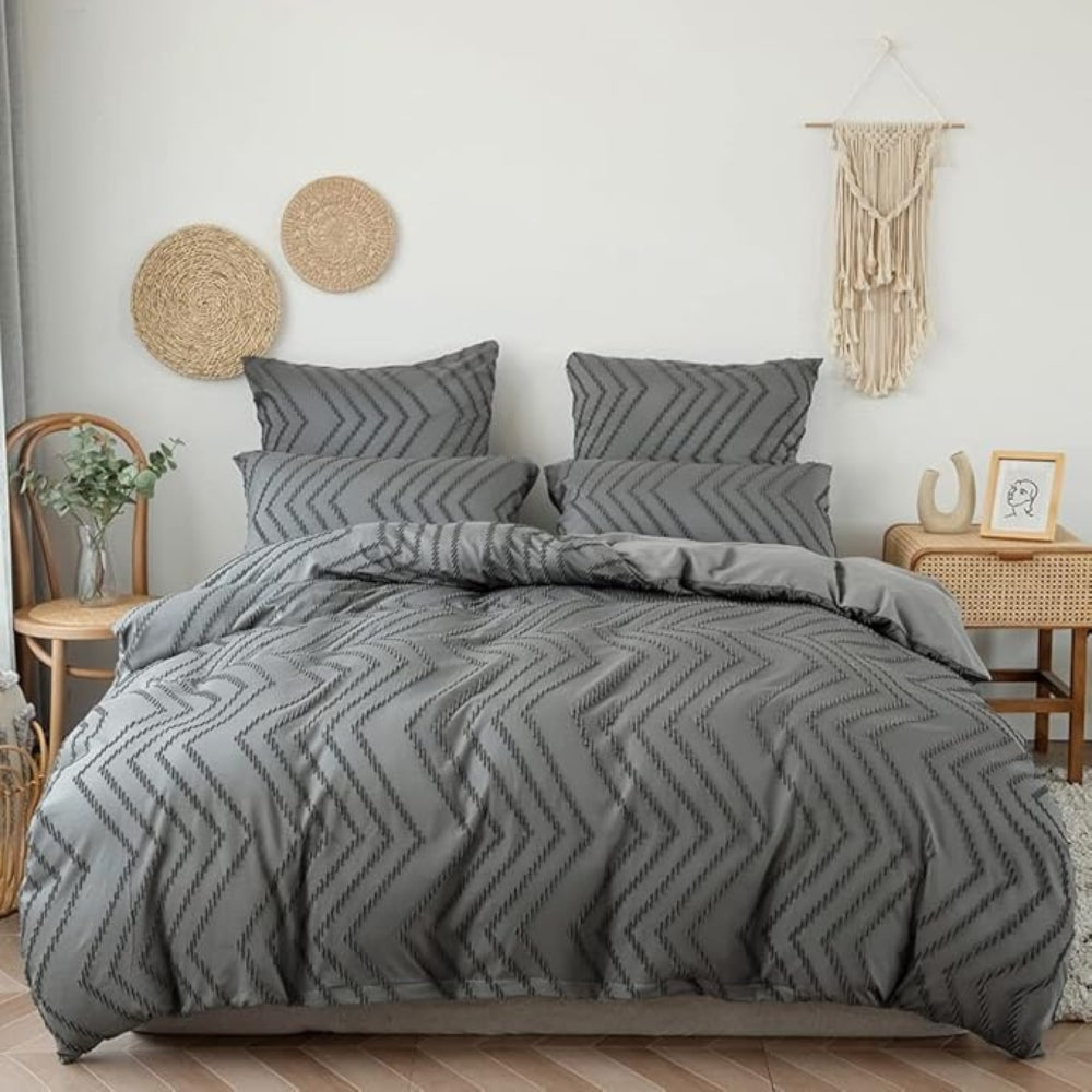 Plush Tufted Chevron Duvet Cover