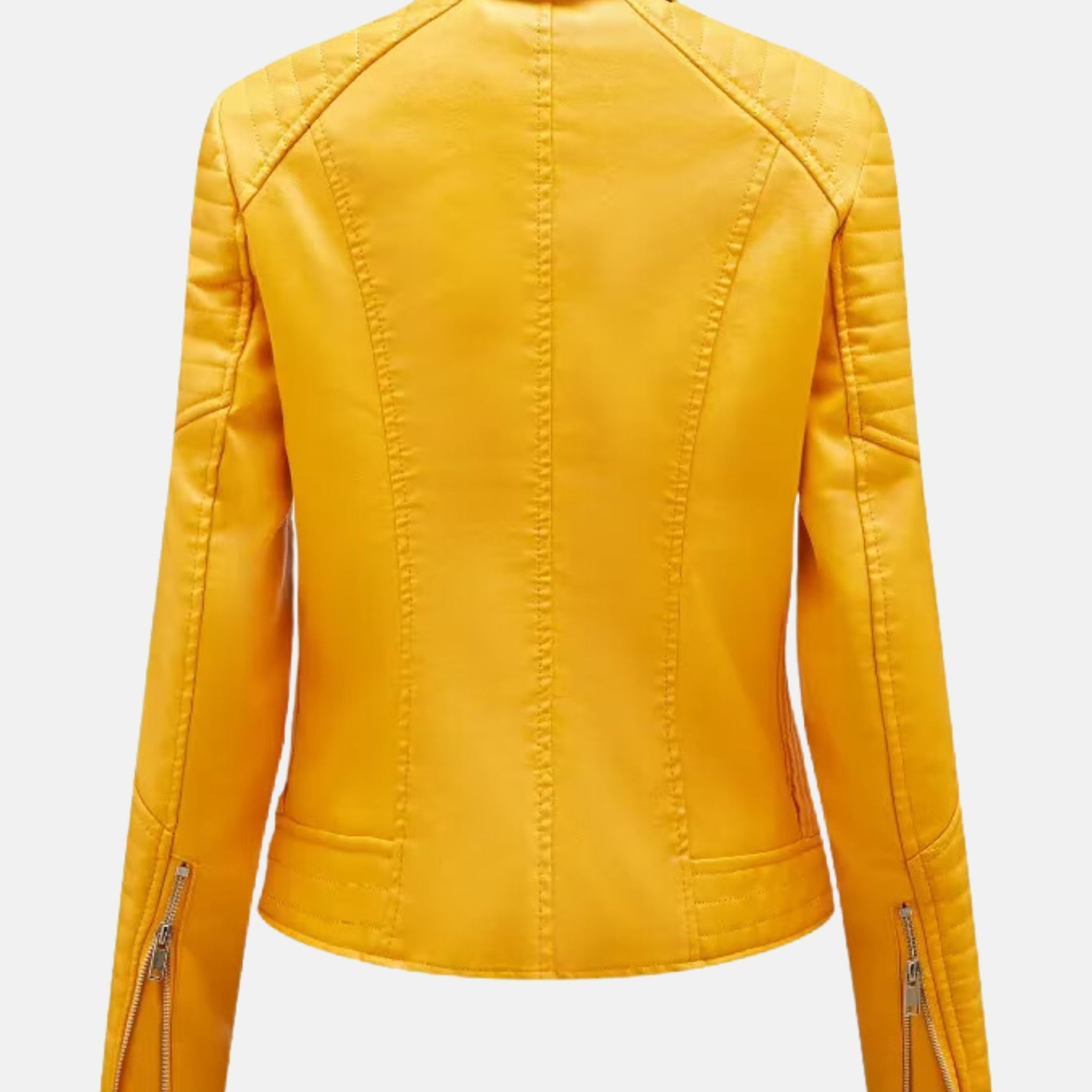 Women's yellow moto jacket for a bold statement