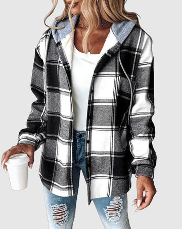 Women's plaid hooded jacket