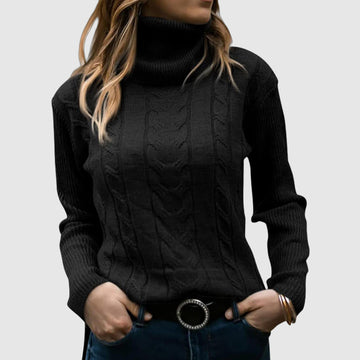 Women's cable knit turtleneck sweater