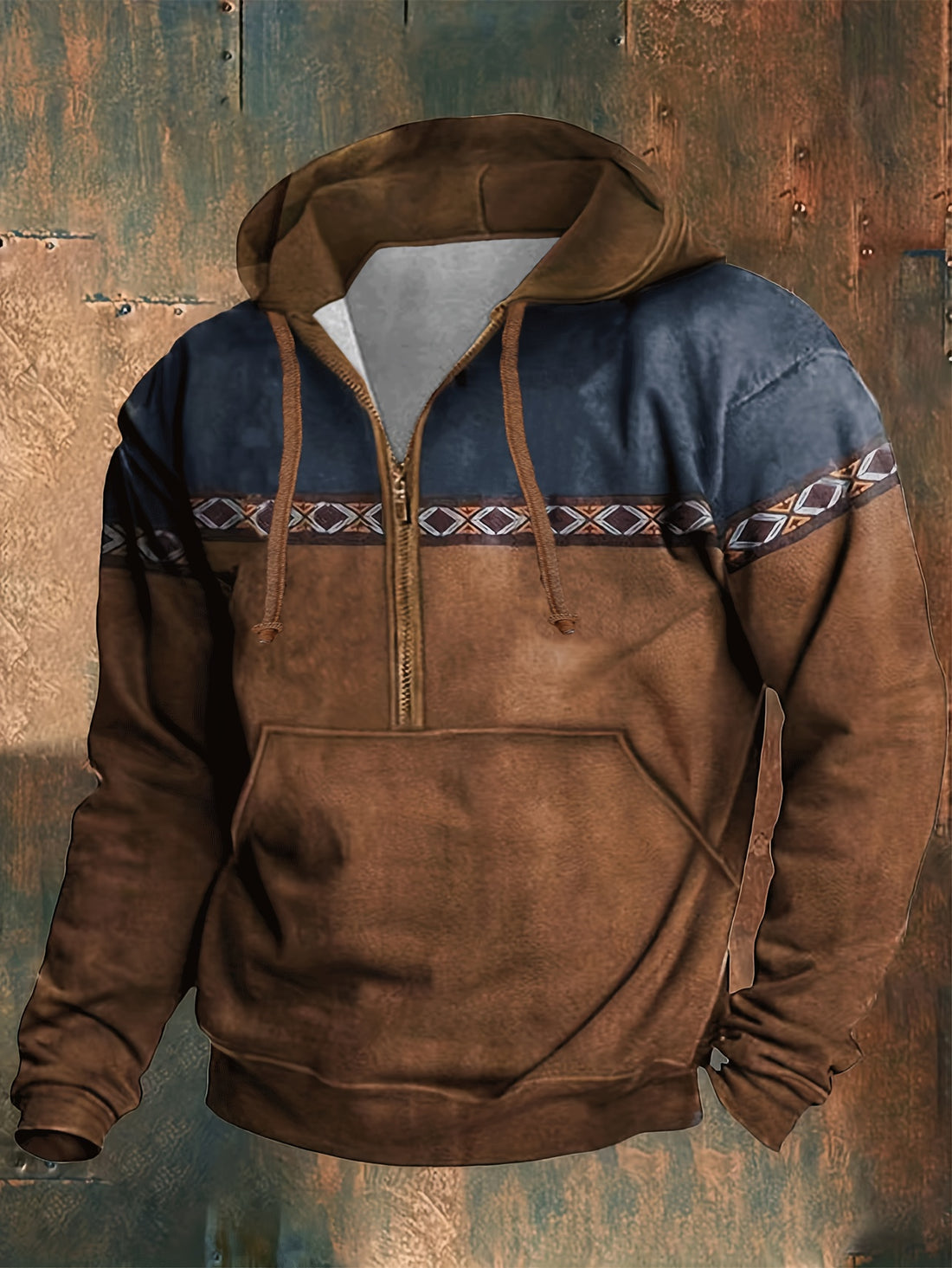 Plus size men's contrast color hoodies
