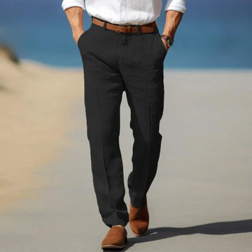 Kyle Relaxed Ankle-Length Pants with Belt Loops and Pockets