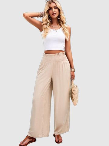 Patricia - beige loose high waist stretchable pants