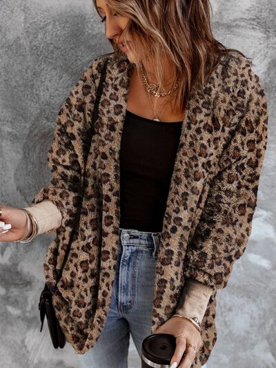 Thea - leopard print open-front hooded jacket