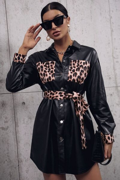 Paisley - tied leopard print trench coat