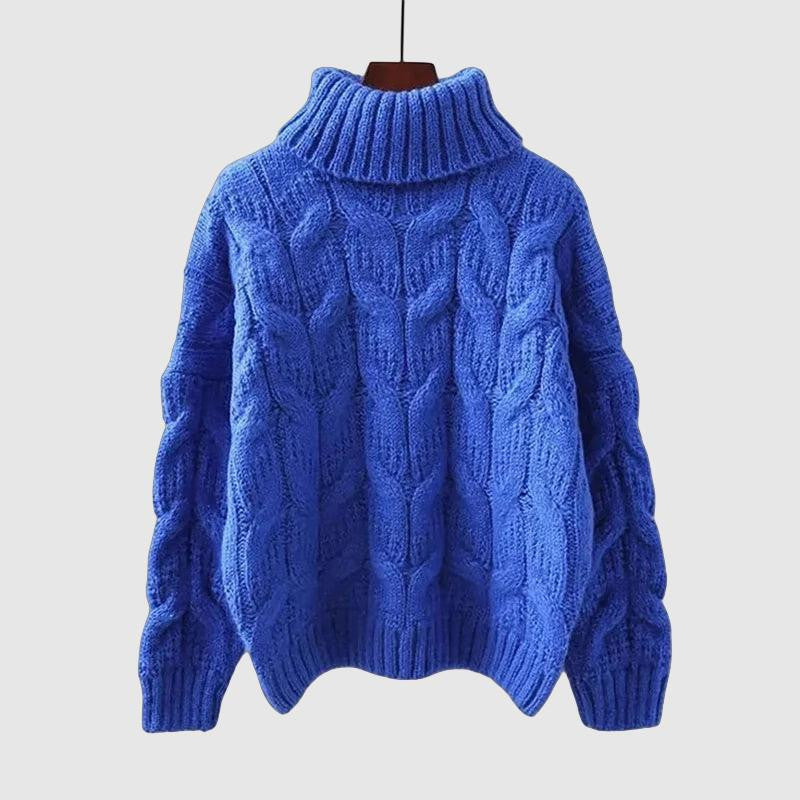 Warm and comfortable sweater with cable knit details for women