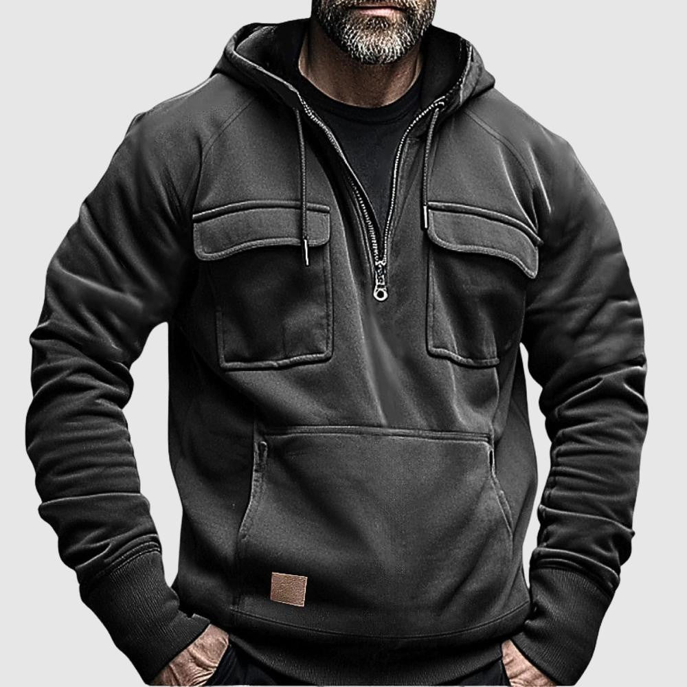 Men's hooded solid color sweatshirt jacket