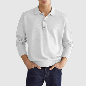 Men's knit polo shirt with button closure