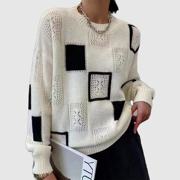 Women's Casual Knit Sweater with geometric pattern