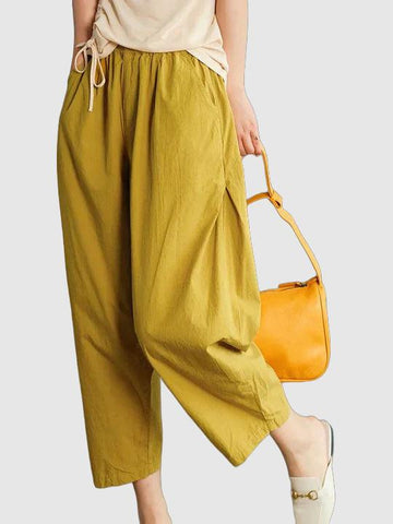 Women's comfortable loose high waisted trousers