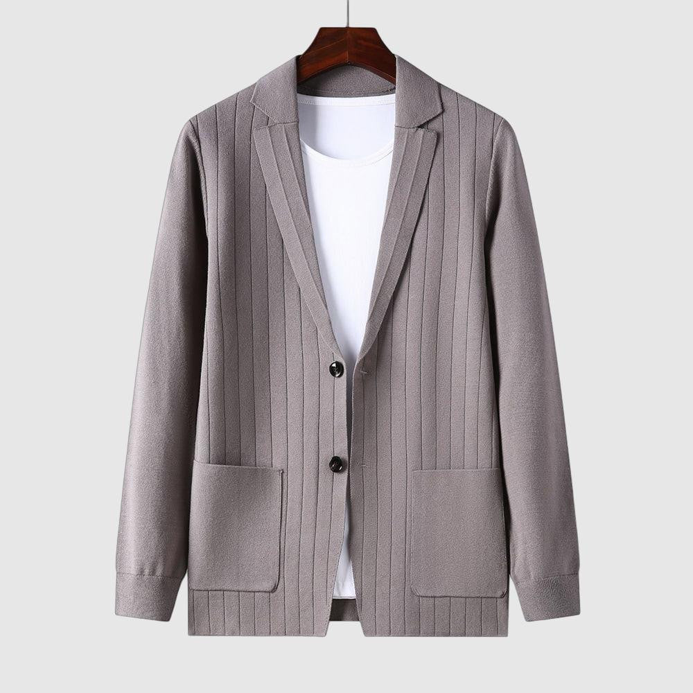 Men's knit blazer with vertical stripes