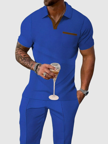 Casual breathable V neck t-shirt men set