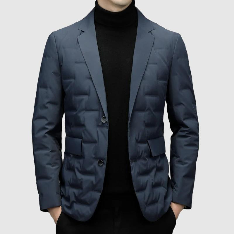 Men’s Puffer Blazer - Quilted Insulated - Slim Fit - Notched Lapel - Single-Breasted