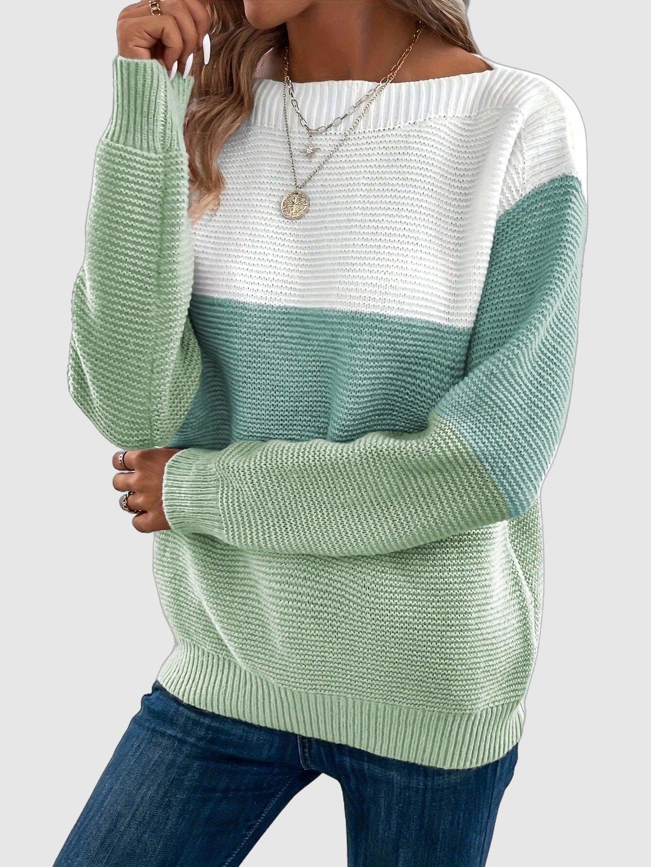 Women's color block oversized sweater for cozy chic vibes