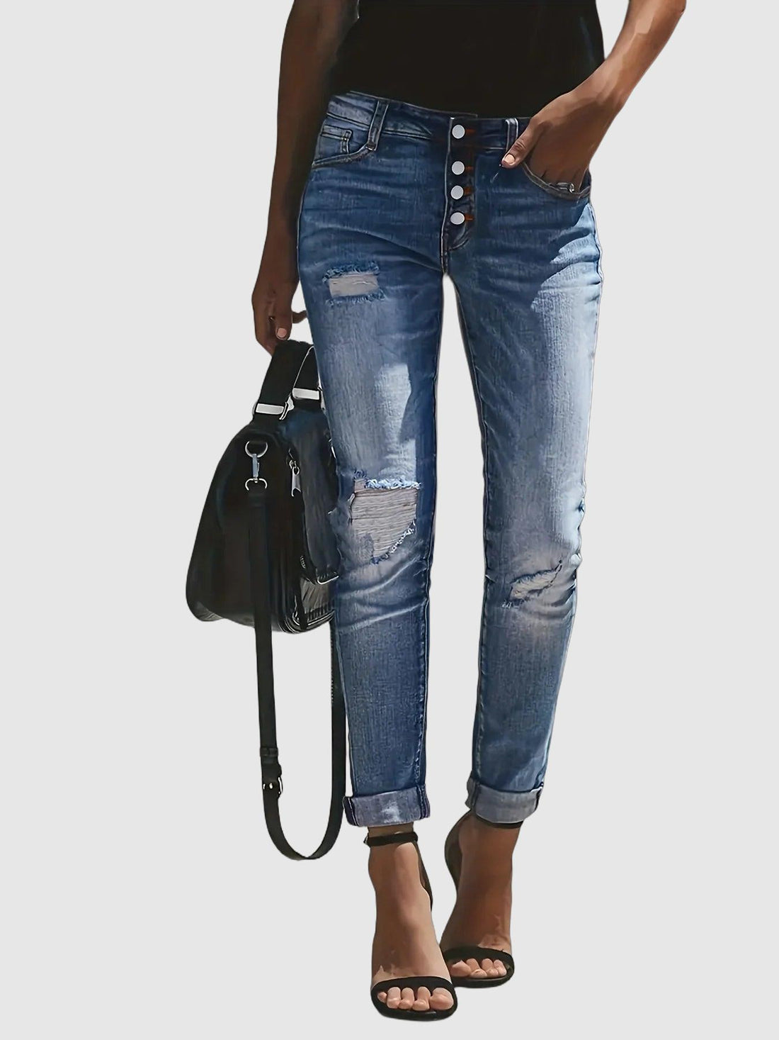 Women's High-Waisted Wide Leg Jeans - Relaxed Fit - Soft Denim - Casual Everyday Wear