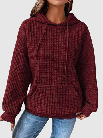 Women's cozy waffle-knit hoodie for relaxed comfort