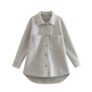 Women's oversized button-down blend jacket