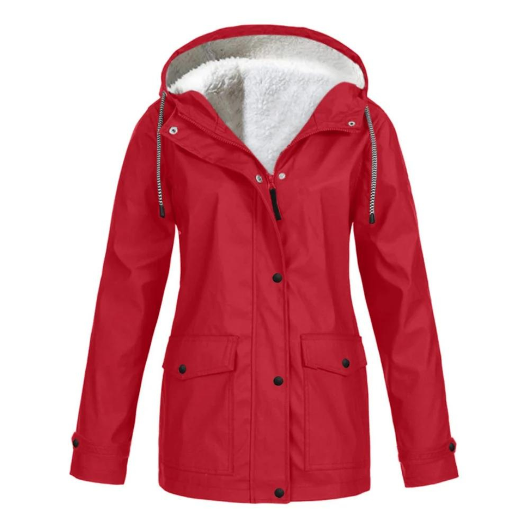 Women's cozy red winter parka