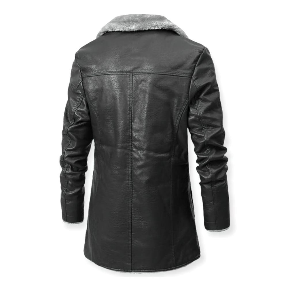 Lucio - long leather jacket with lining